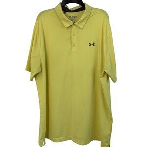 Under Armour Mens 2XL Loose HeatGear Polo Shirt Yellow 7845 Short Sleeve